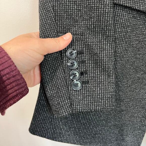 LOFT Blazer Size 0 Gray Houndstooth Classic Work Career Jacket - Picture 3 of 6